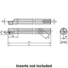 Kennametal - 11mm Min Bore Diam, 124.75mm OAL, 8mm Shank Diam, L-STFP Indexable Boring Bar - 19.12mm Max Bore Depth, TP.. 090204 Insert, Screw Holding Method - Caliber Tooling