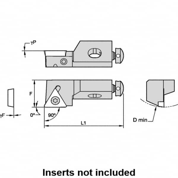 Kennametal - Series Screw-On, Left Hand, STGP Toolholder Compatibility, TP.. Insert Compatibility, Indexable Turning Cartridge - Screw Holding Method, 50mm OAL x 10mm OAW x 14.75mm OAH - Caliber Tooling