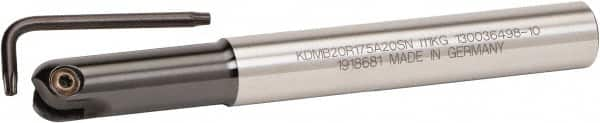 Kennametal - 20mm Cut Diam, 10mm Max Depth of Cut, 20mm Shank Diam, 160mm OAL, Indexable Ball Nose End Mill - 45mm Head Length, Straight Shank, KDMB Toolholder, KDMB 20.. Insert - Caliber Tooling