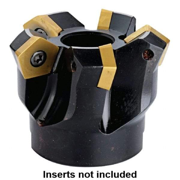 Kennametal - 160mm Cut Diam, 40mm Arbor Hole, 5.5mm Max Depth of Cut, 54° Indexable Chamfer & Angle Face Mill - 10 Inserts, PD.X 1204... Insert, 10 Flutes, Series KMS - Caliber Tooling