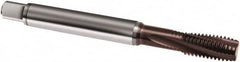 Guhring - #8-32 UNC 3 Flute 3BX Modified Bottoming Spiral Flute Tap - Powdered Metal, TiAlN Finish, 63mm OAL, Right Hand Flute, Right Hand Thread, H3, Series 1067 - Caliber Tooling