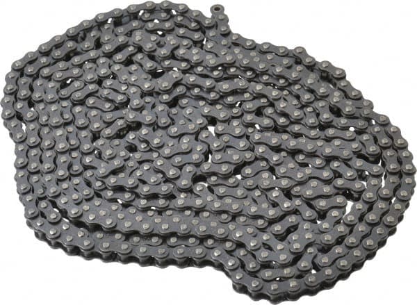 Browning - 1/4" Pitch, ANSI 25, Single Strand Roller Chain - Chain No. 25, 10 Ft. Long, 0.13" Roller Diam, 1/8" Roller Width - Caliber Tooling