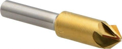 M.A. Ford - 3/8" Head Diam, 1/4" Shank Diam, 6 Flute 82° High Speed Steel Countersink - TiN Finish, 2" OAL - Caliber Tooling