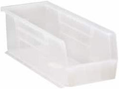 Quantum Storage - 50 Lb. Load Capacity, 14-3/4" Deep, Clear Polypropylene Hopper Stacking Bin - 5" High x 5-1/2" Wide x 14-3/4" Long - Caliber Tooling