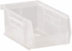 Quantum Storage - 10 Lb. Load Capacity, 7-3/8" Deep, Clear Polypropylene Hopper Stacking Bin - 3" High x 4-1/8" Wide x 7-3/8" Long - Caliber Tooling