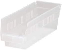 Quantum Storage - 30 Lb. Load Capacity, 11-5/8" Deep, Clear Polypropylene Hopper Shelf Bin - 4" High x 4-1/8" Wide x 11-5/8" Long - Caliber Tooling