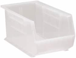 Quantum Storage - 60 Lb. Load Capacity, 14-3/4" Deep, Clear Polypropylene Hopper Stacking Bin - 7" High x 8-1/4" Wide x 14-3/4" Long - Caliber Tooling