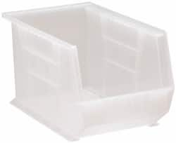 Quantum Storage - 60 Lb. Load Capacity, 13-5/8" Deep, Clear Polypropylene Hopper Stacking Bin - 8" High x 8-1/4" Wide x 13-5/8" Long - Caliber Tooling