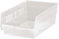 Quantum Storage - 30 Lb. Load Capacity, 11-5/8" Deep, Clear Polypropylene Hopper Shelf Bin - 4" High x 6-5/8" Wide x 11-5/8" Long - Caliber Tooling