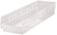 Quantum Storage - 50 Lb. Load Capacity, 23-5/8" Deep, Clear Polypropylene Hopper Shelf Bin - 4" High x 6-5/8" Wide x 23-5/8" Long - Caliber Tooling