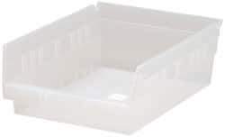 Quantum Storage - 30 Lb. Load Capacity, 11-5/8" Deep, Clear Polypropylene Hopper Shelf Bin - 4" High x 8-3/8" Wide x 11-5/8" Long - Caliber Tooling