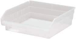 Quantum Storage - 30 Lb. Load Capacity, 11-5/8" Deep, Clear Polypropylene Hopper Shelf Bin - 4" High x 11-1/8" Wide x 11-5/8" Long - Caliber Tooling