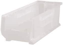 Quantum Storage - 125 Lb. Load Capacity, 23-7/8" Deep, Clear Polypropylene Hopper Stacking Bin - 7" High x 8-1/4" Wide x 23-7/8" Long - Caliber Tooling