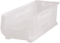 Quantum Storage - 125 Lb. Load Capacity, 23-7/8" Deep, Clear Polypropylene Hopper Stacking Bin - 9" High x 8-1/4" Wide x 23-7/8" Long - Caliber Tooling