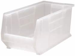 Quantum Storage - 125 Lb. Load Capacity, 23-7/8" Deep, Clear Polypropylene Hopper Stacking Bin - 10" High x 11" Wide x 23-7/8" Long - Caliber Tooling