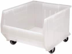 Quantum Storage - 125 Lb. Load Capacity, 23-7/8" Deep, Clear Polypropylene Hopper Stacking Bin - 11" High x 16-1/2" Wide x 23-7/8" Long - Caliber Tooling