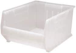 Quantum Storage - 125 Lb. Load Capacity, 23-7/8" Deep, Clear Polypropylene Hopper Stacking Bin - 12" High x 18-1/4" Wide x 23-7/8" Long - Caliber Tooling