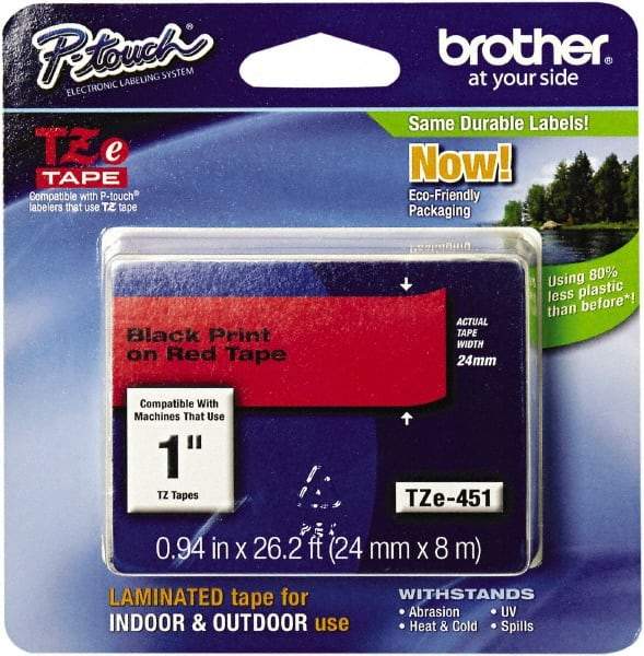 Brother - 1" Wide, Red Tape Cassette - For Label Maker - Caliber Tooling