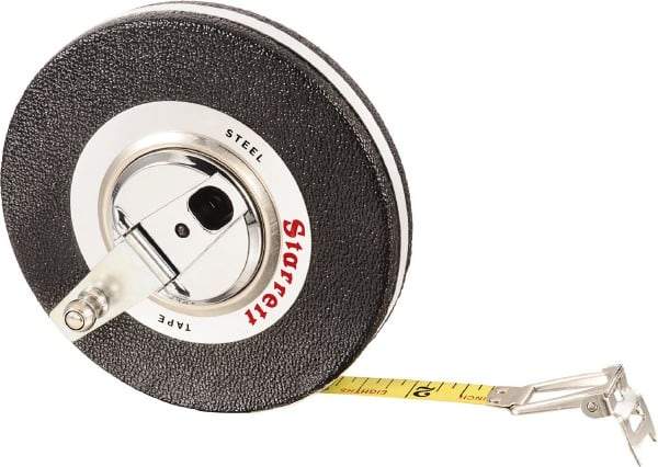 Starrett - 50' x 3/8" Yellow Blade Tape Measure - 1/8" Graduation, L5 Graduation Style, Black Case - Caliber Tooling