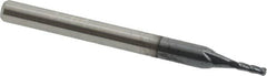 Accupro - 3/64", 4 Flute, Single End, Solid Carbide, 0.015" Corner Radius End Mill - 1-1/2" OAL, 30° Helix, Right Hand Flute, 9/64" LOC, Right Hand Cut - Caliber Tooling