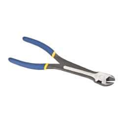 Irwin - 11" OAL, 1" Jaw Length x 1-1/8" Jaw Width, Long Nose Side Cutting Pliers - Serrated Jaw, Dipped Vinyl Handles, Diagonal Grip - Caliber Tooling