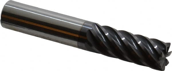 Accupro - 1/2", 7 Flute, Single End, Solid Carbide, 0.02" Corner Radius End Mill - 3" OAL, 37° Helix, Right Hand Flute, 1-1/4" LOC, Right Hand Cut - Caliber Tooling