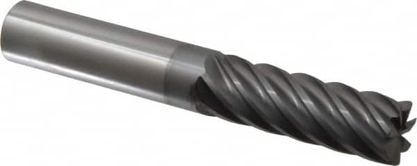 Accupro - 3/4", 7 Flute, Single End, Solid Carbide, 0.03" Corner Radius End Mill - 5" OAL, 37° Helix, Right Hand Flute, 2-1/4" LOC, Right Hand Cut - Caliber Tooling