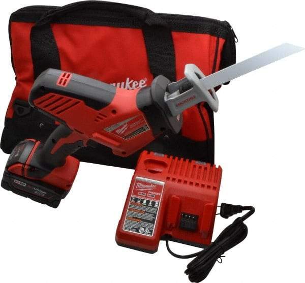 Milwaukee Tool - 18V, 0 to 3,000 SPM, Cordless Reciprocating Saw - 3/4" Stroke Length, 13" Saw Length, 1 Lithium-Ion Battery Included - Caliber Tooling