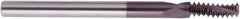 Regal Cutting Tools - #10-32 UN, 0.12" Cutting Diam, 3 Flute, Solid Carbide Helical Flute Thread Mill - Internal/External Thread, 5/16" LOC, 2" OAL, 1/8" Shank Diam - Caliber Tooling