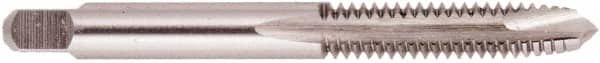 Regal Cutting Tools - 1/4-28 UNF, 2 Flute, Bright Finish, High Speed Steel Spiral Point Tap - Plug Chamfer, Right Hand Thread, 2-1/2" OAL, 1" Thread Length, 0.255" Shank Diam - Exact Industrial Supply
