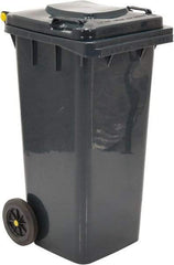 Vestil - 32 Gal Gray Square Trash Can - Polyethylene, None Graphic, 38" High x 21-13/16" Long x 18-3/4" Wide, Lid Included - Caliber Tooling