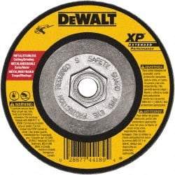 DeWALT - 24 Grit, 5" Wheel Diam, 1/4" Wheel Thickness, Type 27 Depressed Center Wheel - Zirconia Alumina, Resinoid Bond, 12,200 Max RPM, Compatible with Angle Grinder - Caliber Tooling