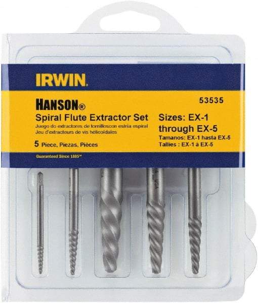 Irwin - Bolt Extractor Sets - MP #1,2,3,4,5 5PC SCREW EXTRACTOR SET - Caliber Tooling