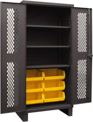 Durham - 3 Shelf 6 Bin Storage Cabinet - Steel, 36" Wide x 24" Deep x 78" High, Yellow - Caliber Tooling