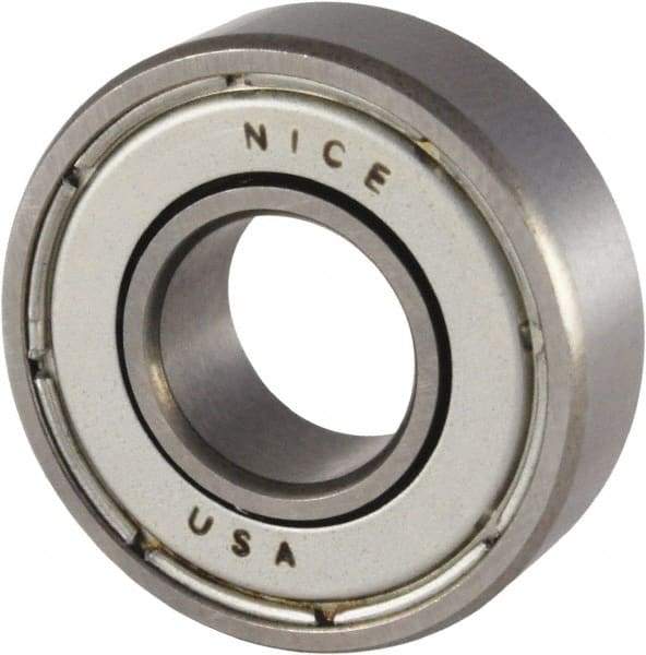 Nice - 1/4" Bore Diam, 11/16" OD, Double Shield Precision Ground Radial Ball Bearing - 1/4" Wide, 1 Row, Round Bore, 170 Lb Static Capacity, 511 Lb Dynamic Capacity - Caliber Tooling