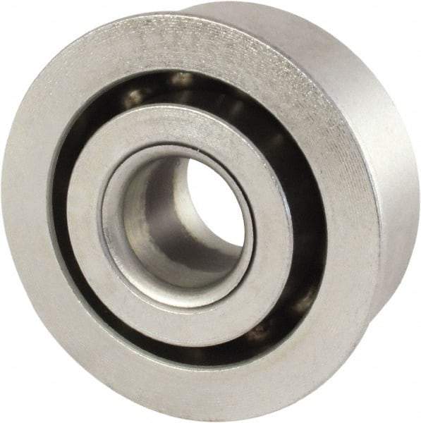 Nice - 3/8" Bore Diam, 1-1/16" OD, Open Unground Full Complement Radial Ball Bearing - 7/16" Wide, With Flange, 1 Row, Round Bore, 635 Lb Dynamic Capacity - Caliber Tooling