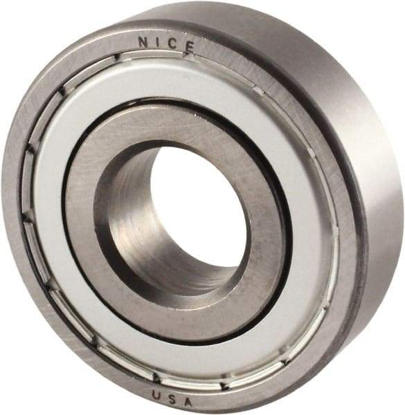 Nice - 3/4" Bore Diam, 2" OD, Double Shield Semi Ground Extra Light Radial Ball Bearing - 9/16" Wide, 1 Row, Round Bore, 1,350 Lb Static Capacity, 1,480 Lb Dynamic Capacity - Caliber Tooling