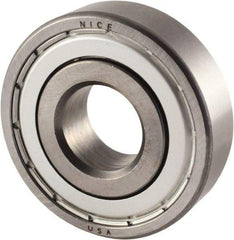 Nice - 1" Bore Diam, 2" OD, Double Shield Semi Ground Extra Light Radial Ball Bearing - 9/16" Wide, 1 Row, Round Bore, 1,350 Lb Static Capacity, 1,480 Lb Dynamic Capacity - Caliber Tooling