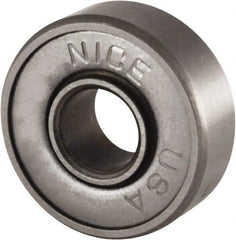 Nice - 3/8" Bore Diam, 1-1/8" OD, Double Shield Semi Ground Extra Light Radial Ball Bearing - 3/8" Wide, 1 Row, Round Bore, 475 Lb Static Capacity, 600 Lb Dynamic Capacity - Caliber Tooling