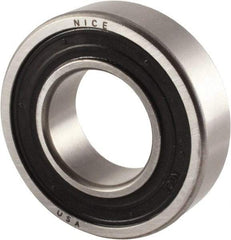 Nice - 1-1/4" Bore Diam, 2-9/16" OD, Double Seal Precision Ground Radial Ball Bearing - 11/16" Wide, 1 Row, Round Bore, 2,620 Lb Static Capacity, 5,360 Lb Dynamic Capacity - Caliber Tooling