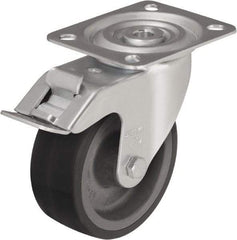 Blickle - 5" Diam x 1-37/64" Wide x 5-7/8" OAH Top Plate Mount Swivel Caster - Silicone Rubber, 264 Lb Capacity, Plain Bore Bearing, 3-15/16 x 3-3/8" Plate - Caliber Tooling