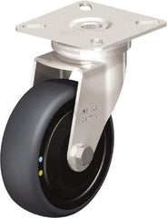Blickle - 3" Diam x 63/64" Wide x 3-15/16" OAH Top Plate Mount Swivel Caster - Thermoplastic Rubber Elastomer (TPE), 110 Lb Capacity, Ball Bearing, 2-3/8 x 2-3/8" Plate - Caliber Tooling