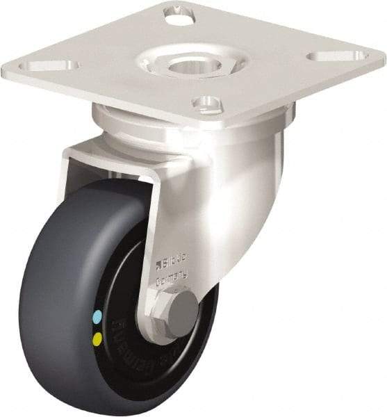 Blickle - 2" Diam x 3/4" Wide x 2-51/64" OAH Top Plate Mount Swivel Caster - Thermoplastic Rubber Elastomer (TPE), 66 Lb Capacity, Ball Bearing, 2-3/8 x 2-3/8" Plate - Caliber Tooling