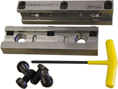 CarveSmart - 3/4" Jaw Width, 1.685" Jaw Height, 3/4" Jaw Thickness, Quick Change Jaw System Vise Jaw Sets - Steel, Bolt-On, 2 Jaws, Semi-Hard Jaws - Caliber Tooling