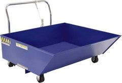 Vestil - 292 Lb Load Capacity, 1/2 Cu Yd, Steel Low Profile - 48-7/16" Wide x 54-1/16" Long x 34" High, Blue - Caliber Tooling