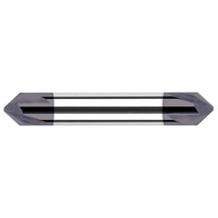 Harvey Tool - 3/16" Diam 90°/90° 3-Flute Double End Solid Carbide Chamfer Mill - Exact Industrial Supply