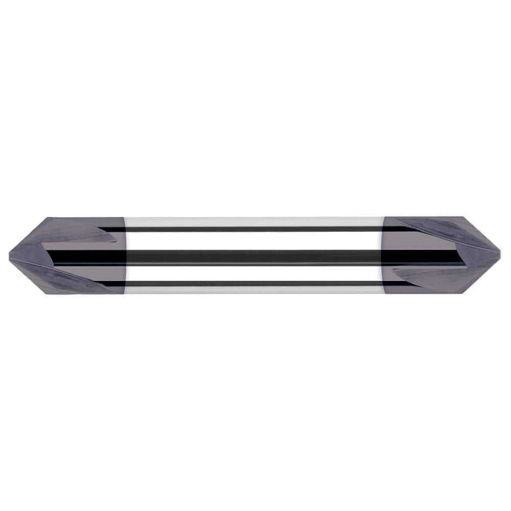 Harvey Tool - 3/8" Diam 90°/90° 4-Flute Double End Solid Carbide Chamfer Mill - Exact Industrial Supply