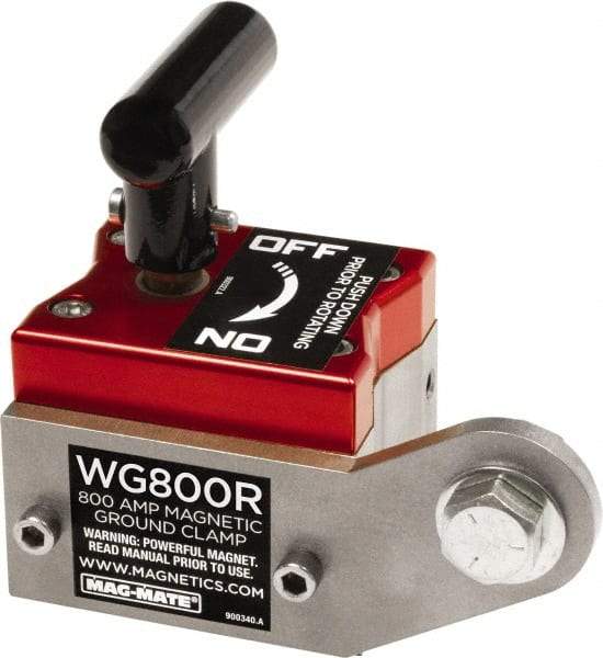 Mag-Mate - 800 Amps Grounding Capacity, 4-5/8" High, Rare Earth Magnetic Welding & Fabrication Ground Clamp - 450 Lb Average Pull Force, Square Magnet, Zinc Plated Steel Stud, Compatible with Flat & Round Surfaces - Caliber Tooling