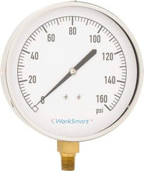 Value Collection - 4-1/2" Dial, 1/4 Thread, 0-160 Scale Range, Pressure Gauge - Lower Connection Mount, Accurate to 0.01% of Scale - Caliber Tooling