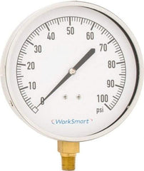 Value Collection - 4-1/2" Dial, 1/4 Thread, 0-100 Scale Range, Pressure Gauge - Lower Connection Mount, Accurate to 0.01% of Scale - Caliber Tooling